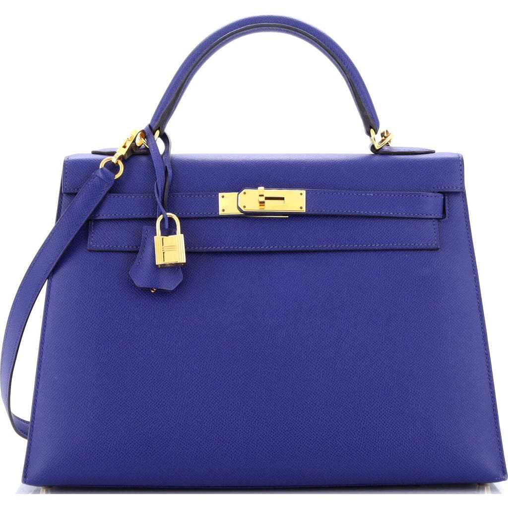Pre-owned Hermes Hermes Kelly Handbag Blue Epsom With Gold Hardware 32