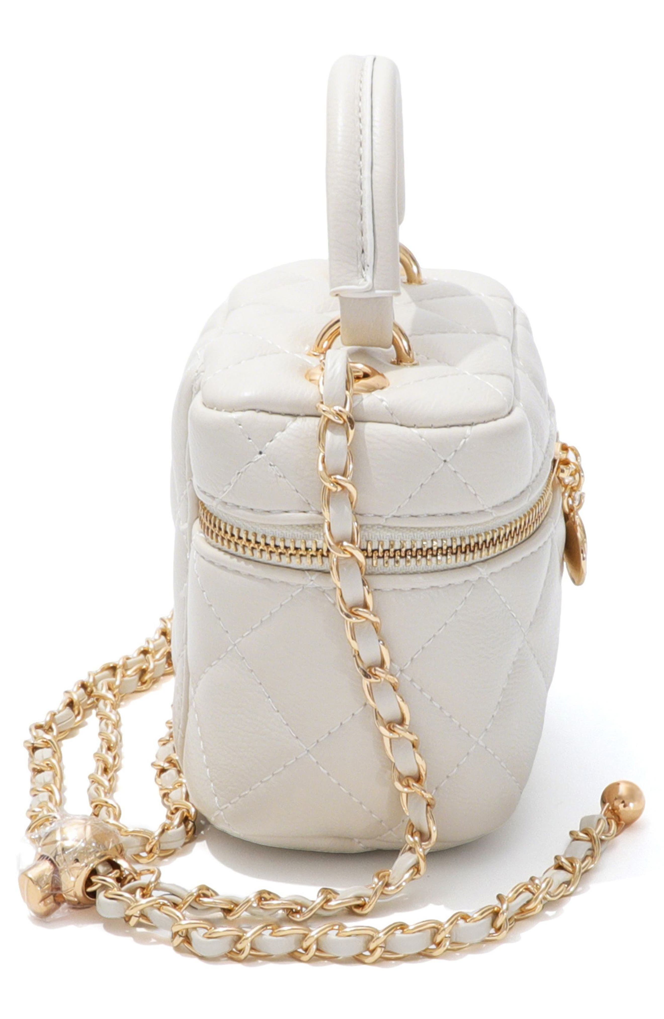 Cushion Quilted Faux Leather Top Handle Bag, Alternate, color, WHITE