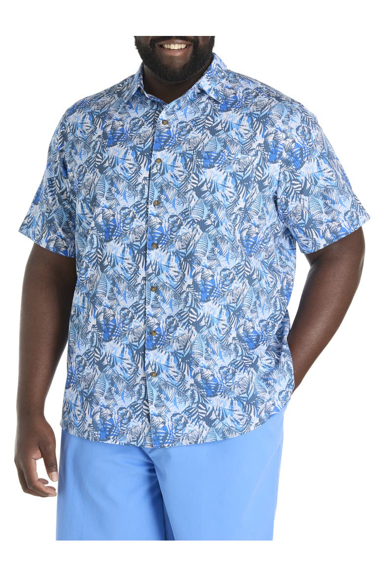 Big & Tall  Seersucker Floral Sport Shirt, Main, color, BLUE