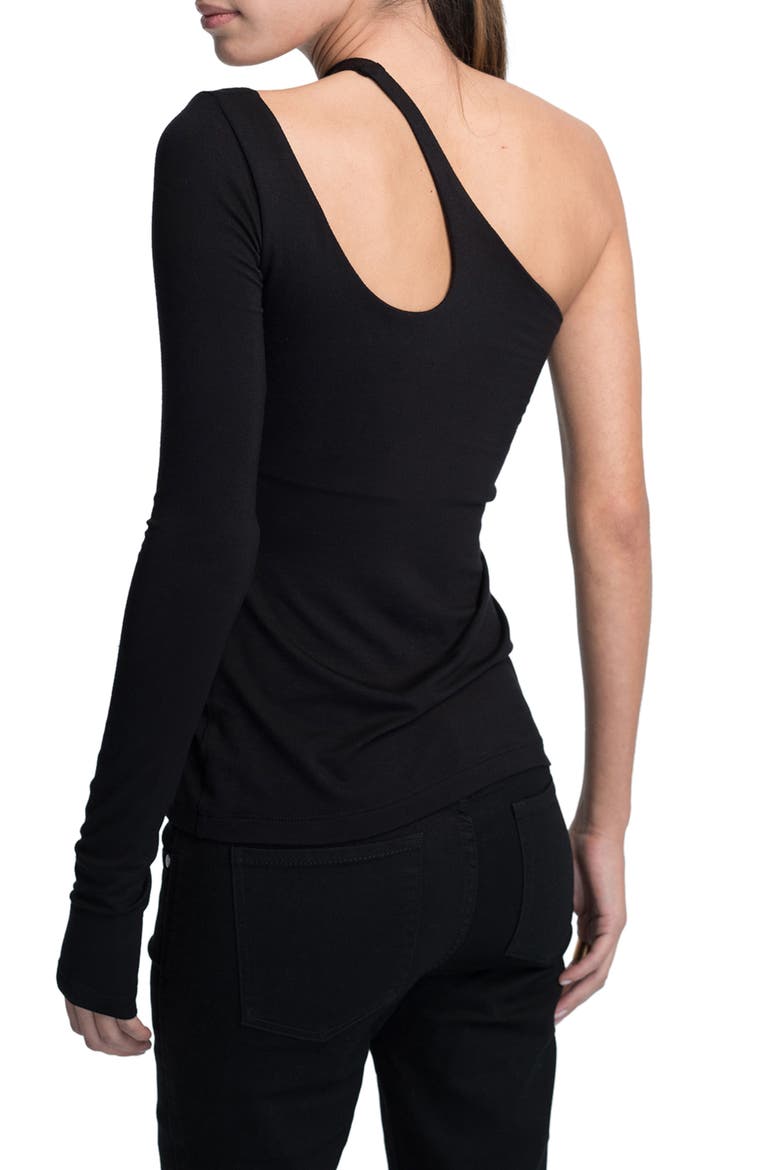Cutout One-Shoulder Top, Alternate, color, BLACK