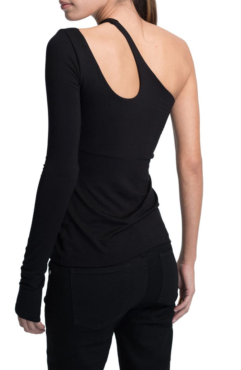 Marcella Cutout One-Shoulder Top, Alternate, color, Black