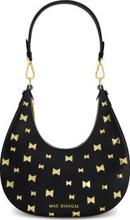 Mac Duggal Gold Plated Hardware Leather Hobo Bag