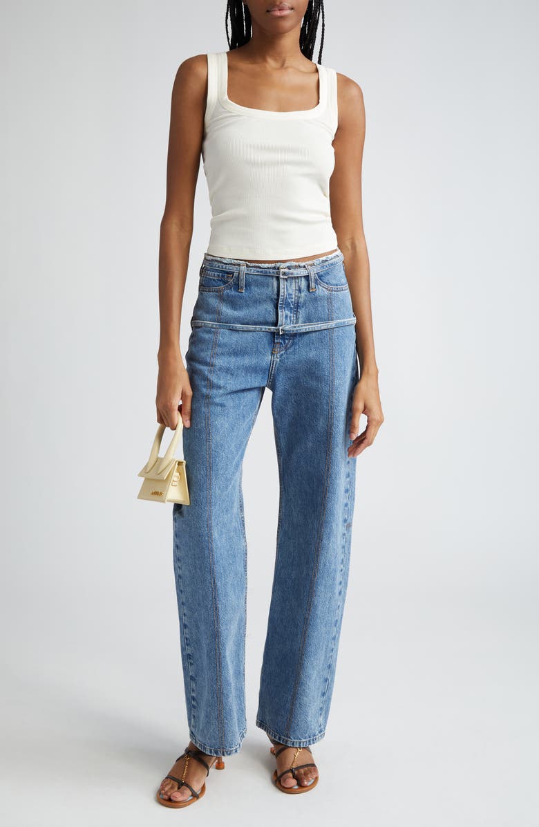 Jacquemus Le Débardeur Logo Embroidered Grosgrain Tank Top, Alternate, color, White