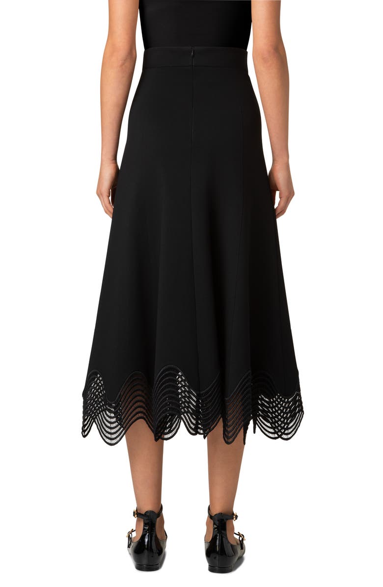 Akris punto Waved Lace Hem Jersey Midi Skirt, Alternate, color, 