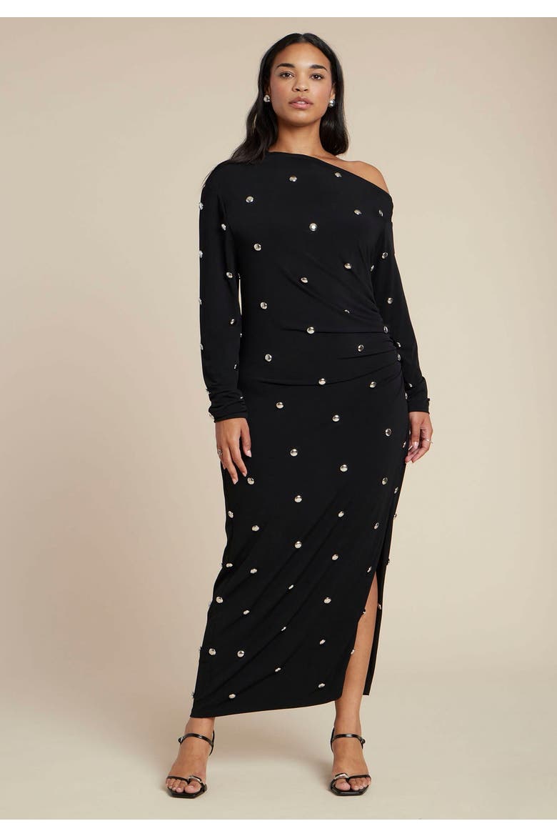 Draped Hardware Fitted Dress, Main, color, BLACK ONYX