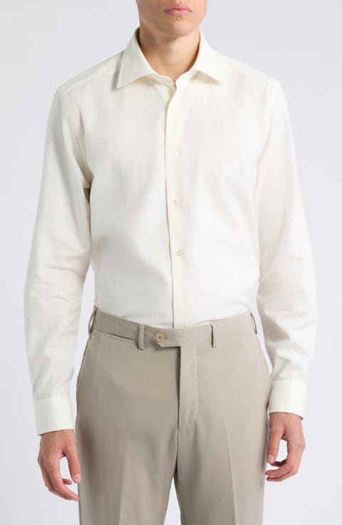 Cashmil Long Sleeve Cotton & Cashmere Sport Shirt