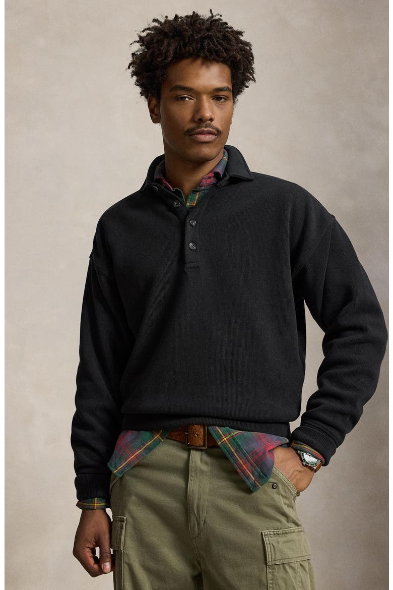 Sueded Heritage Rib Knit Sweatshirt, Alternate, color, BLACK