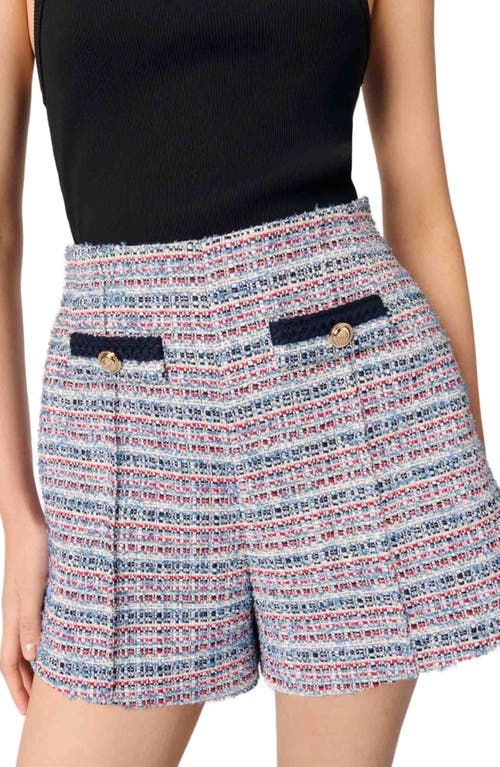 Maje Tweed Shorts With Contrasting Trim In Purple