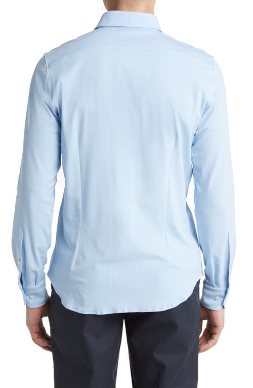 Emanuel Berg 4flex Modern Fit Knit Button-up Shirt In Blue