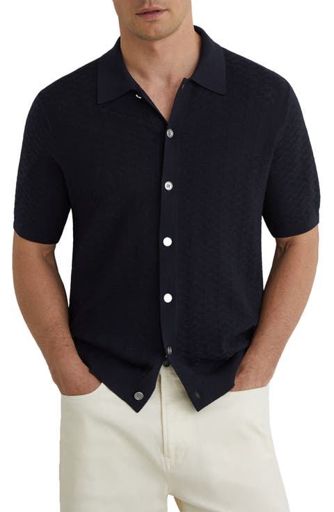 Phoenix Chevron Knit Button-Up Shirt
