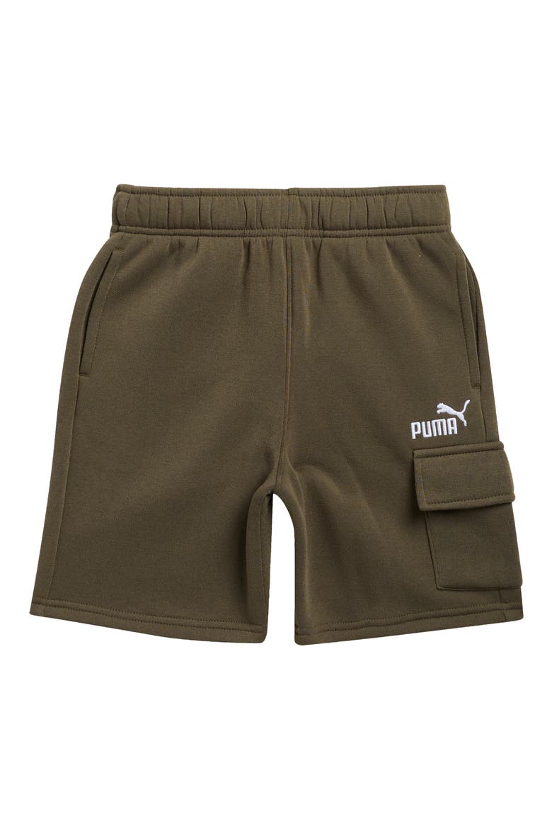 Kids' Fleece Cargo Shorts, Main, color, DARK GREEN