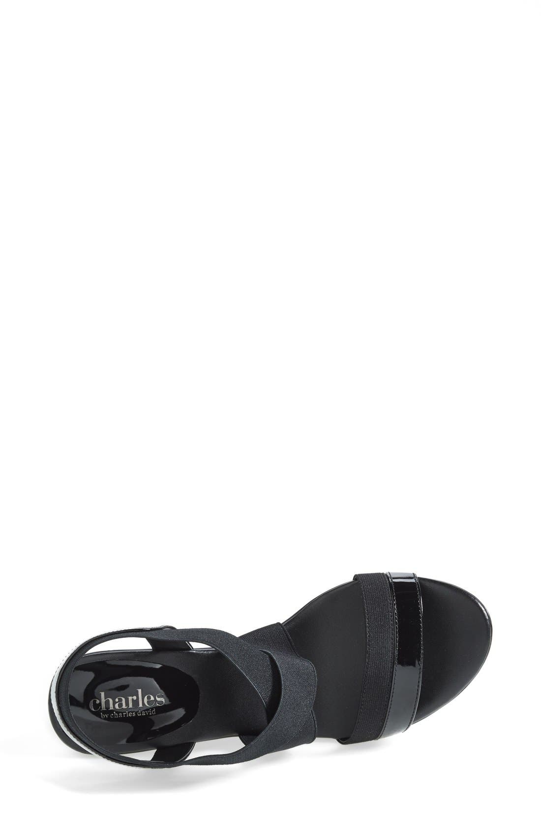 'Feature' Wedge Sandal, Alternate, color, BLACK