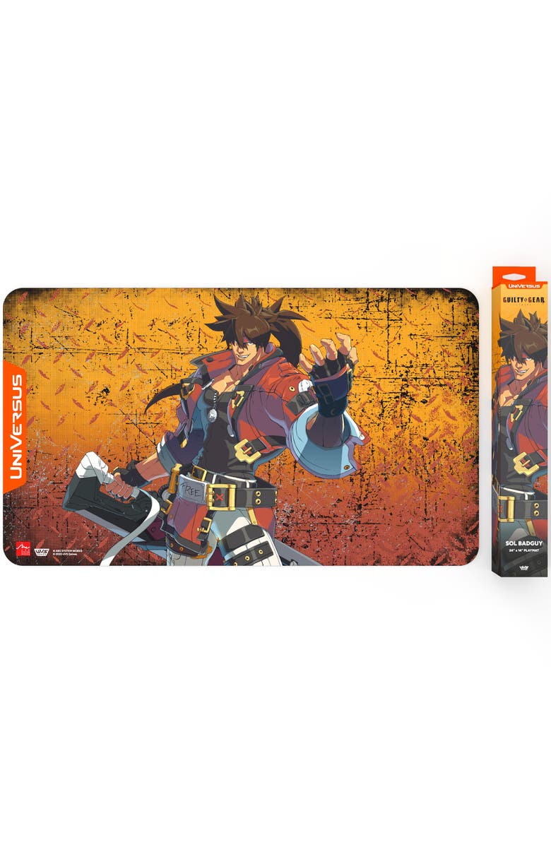 UniVersus GUILTY GEAR, STRIVE, Playmat Sol Badguy, 24x14 Inch Neoprene Mat, Alternate, color, Multicolored