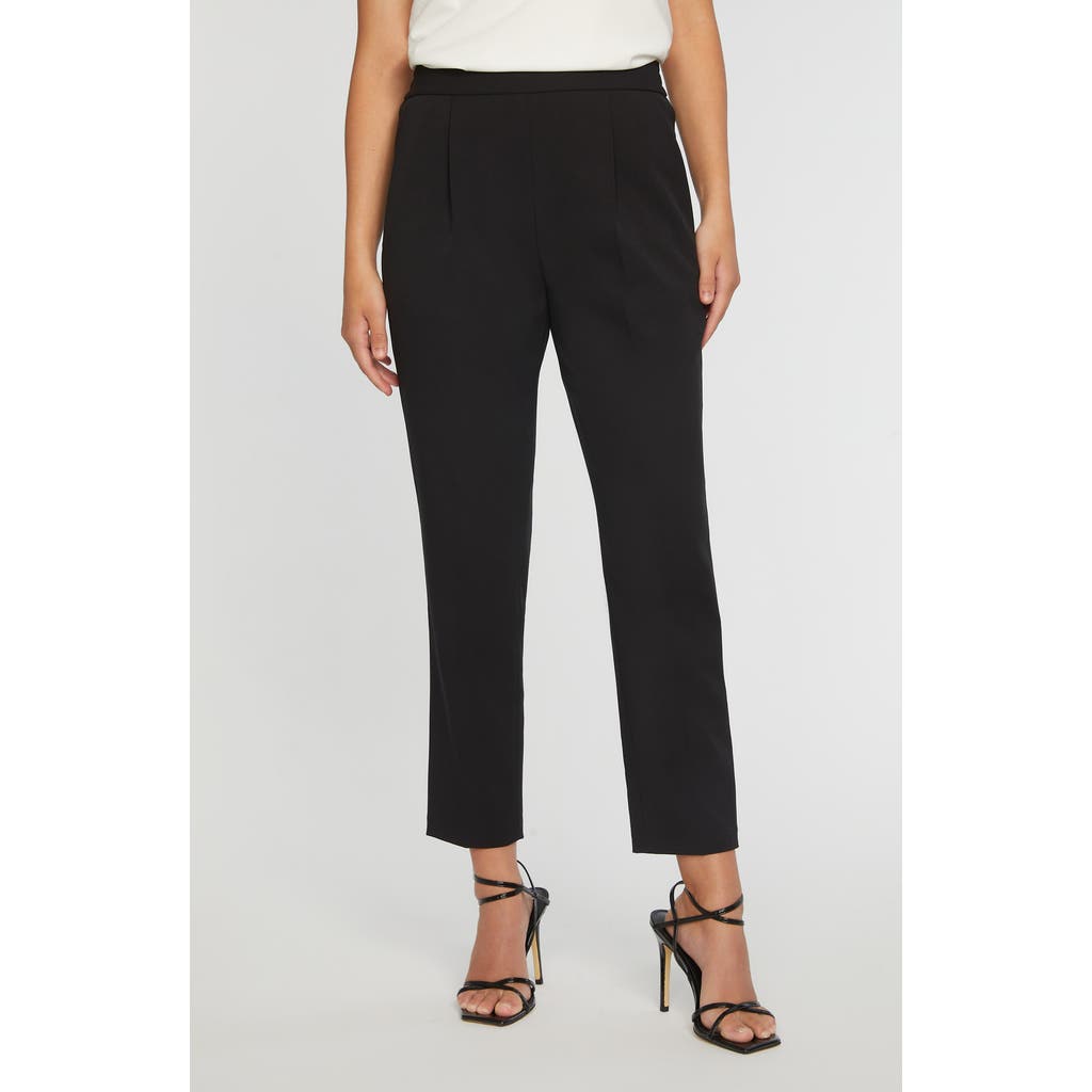 Elie Tahari The Willow Pleated Straight-leg Ankle Pants In Noir