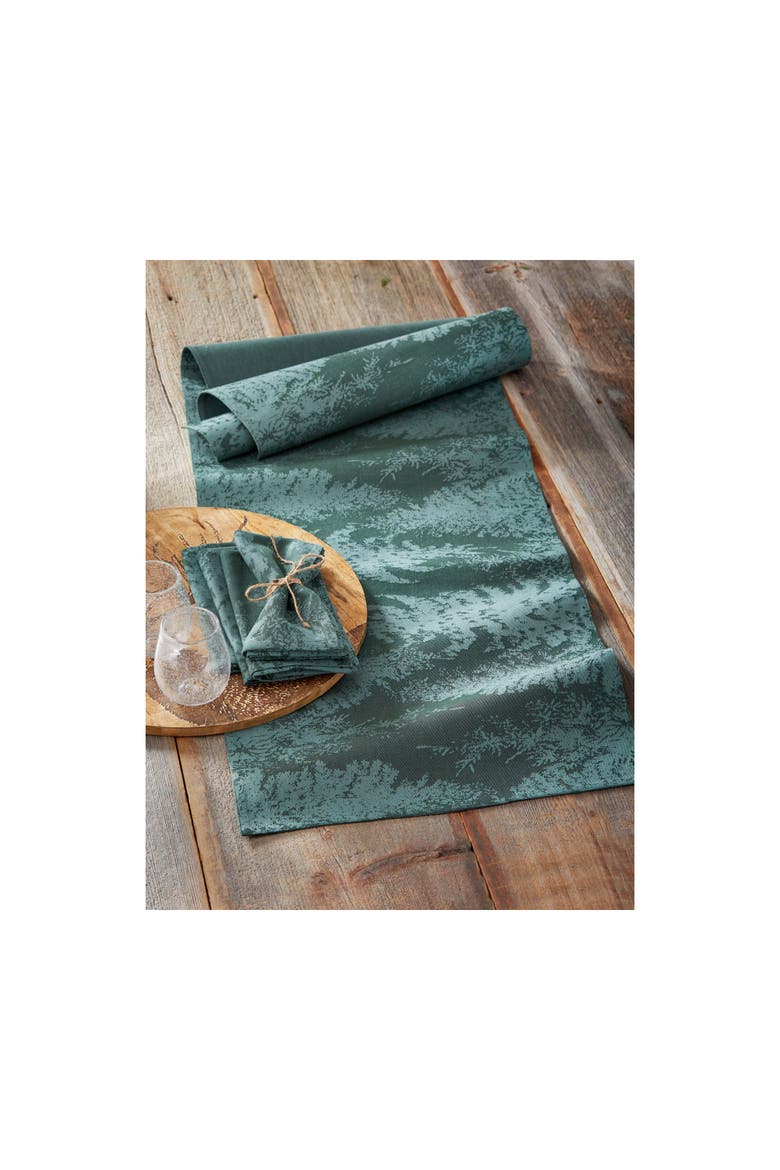 Wilde Pine Jacquard Table Runner Green Multi Cotton, Alternate, color, Green