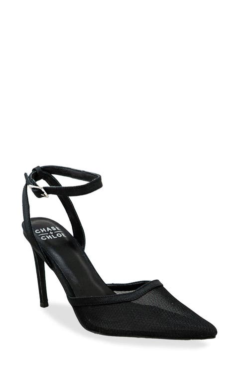 Sheer Mesh Pointed Toe Pump