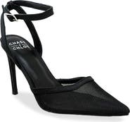CHASE AND CHLOE Sheer Mesh Pointed Toe Pump