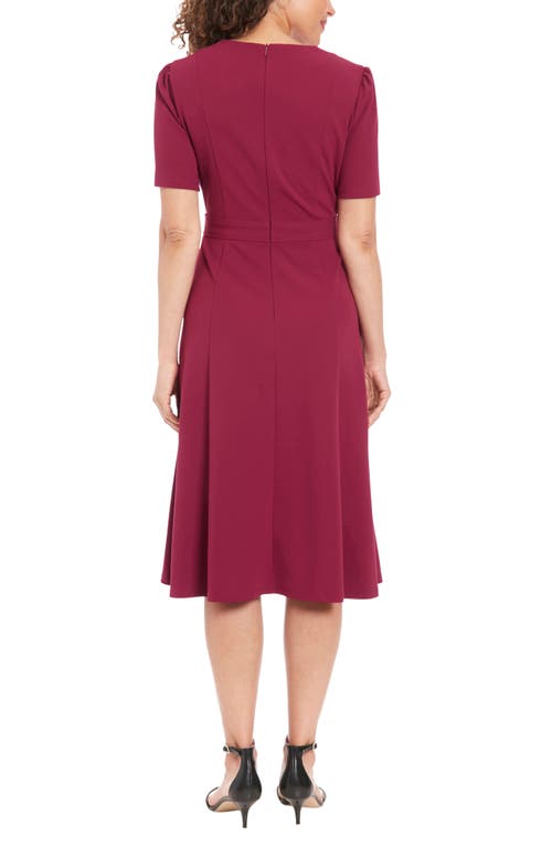 London Times Short Sleeve Fit & Flare Midi Dress In Pink