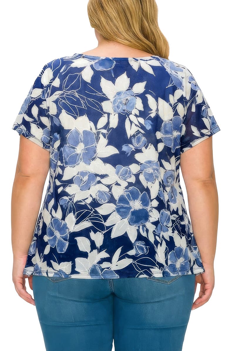 Standards 
Practices Textured Floral Print Top, Alternate, color, Navy