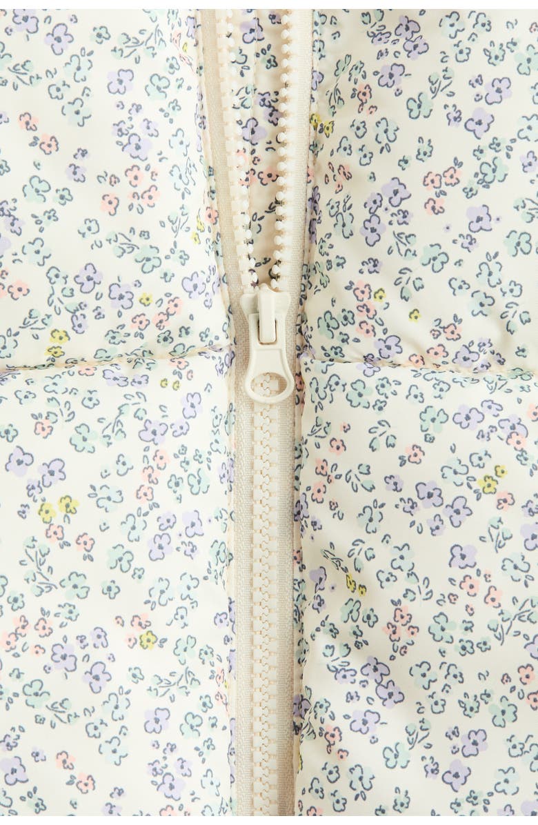 H&M Puffer Gilet, Alternate, color, Light Beige/Floral