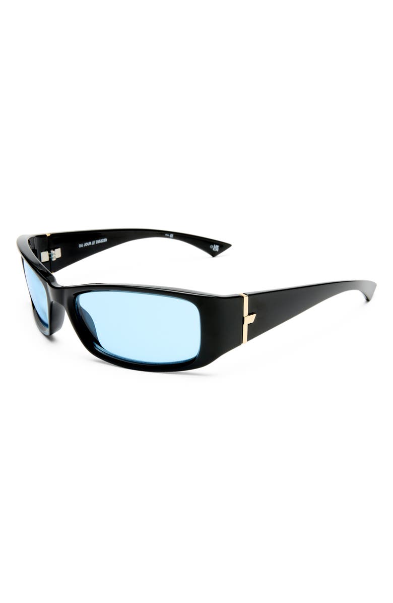 Le Specs Du Jour 60mm Rectangular Sunglasses, Alternate, color, Black / Sky Blue Tint