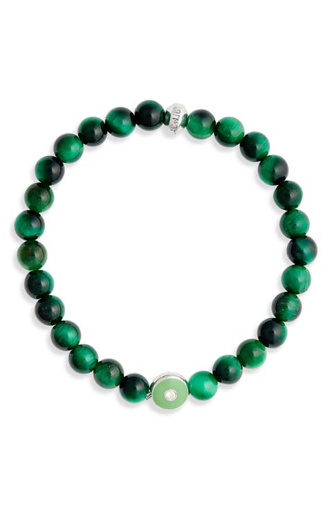 Jac + Jo Soul Green Tiger's-Eye Beaded Stretch Bracelet