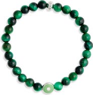 Anzie Jac + Jo Soul Green Tiger's-Eye Beaded Stretch Bracelet
