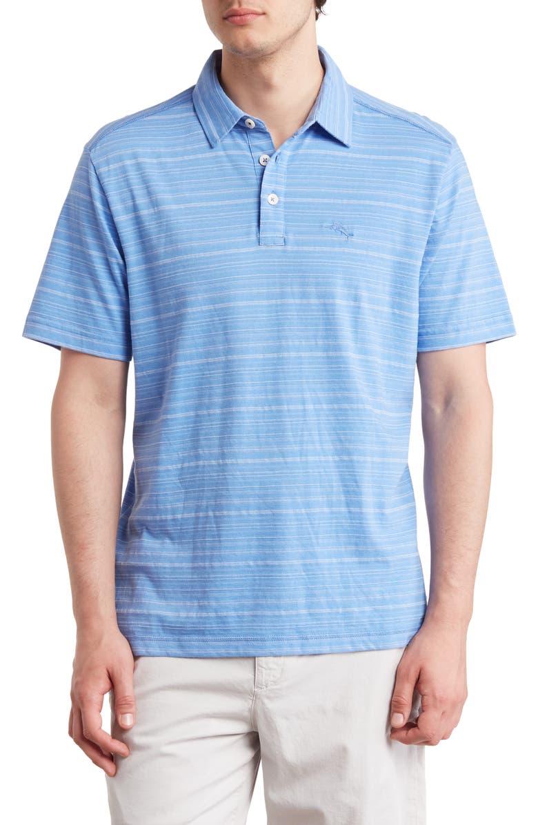 Tommy Bahama Sand Cay Stripe Polo, Main, color, New Blue Opal