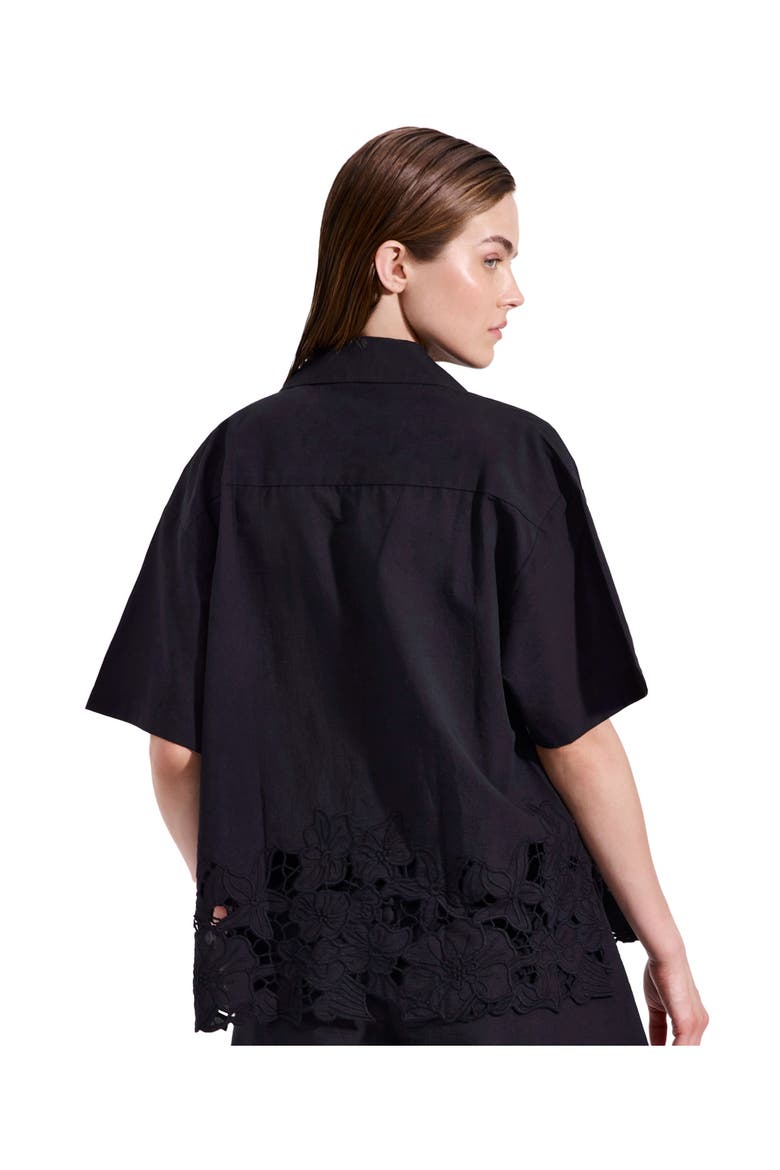 Amalfi Lace Short Sleeve Button Down Shirt Cover-Up, Main, color, Black