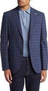 Ted Baker London Ralph Extra Slim Fit Plaid Stretch Wool Blend Sport Coat