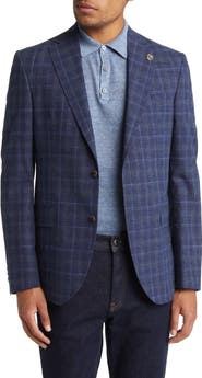 Ted Baker London Ralph Extra Slim Fit Plaid Stretch Wool Blend Sport Coat