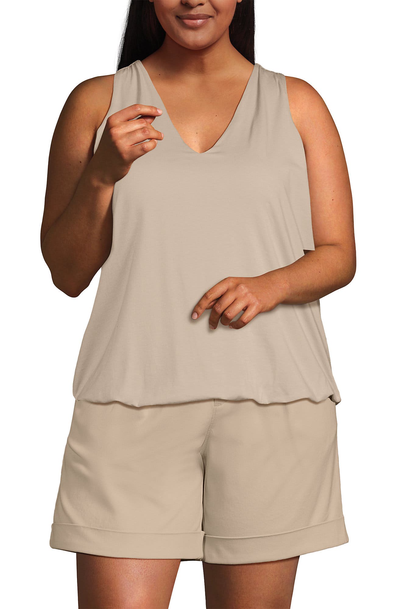 Lightweight Jersey Blouson Vneck Tank - image 3