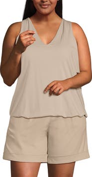 Lands' End Lightweight Jersey Blouson Vneck Tank