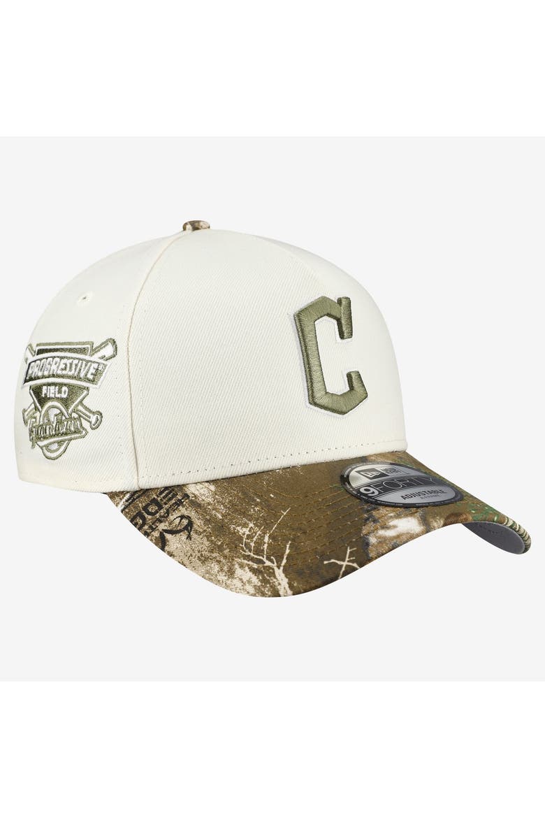 Men's New Era Khaki/Realtree Camo Cleveland Guardians 9FORTY A-Frame Adjustable Hat, Main, color, Khaki
