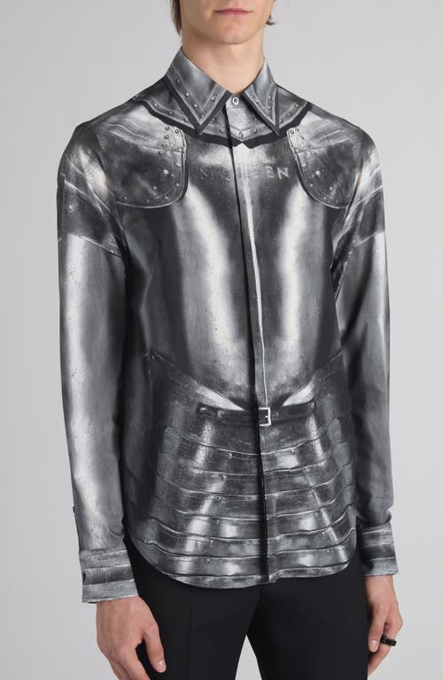 Alexander Mcqueen Mcqueen Armor Print Shirt Steel In Gray
