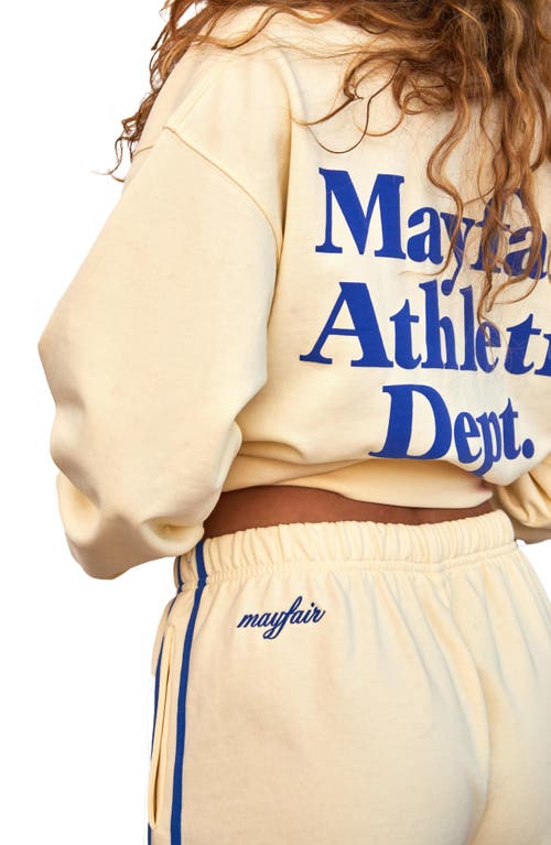 Shop The Mayfair Group Athletic Department Notch Neck Graphic Sweatshirt In Yellow
