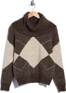 Joseph A Exploded Argyle Cowl Neck Sweater