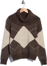 Joseph A Exploded Argyle Cowl Neck Sweater