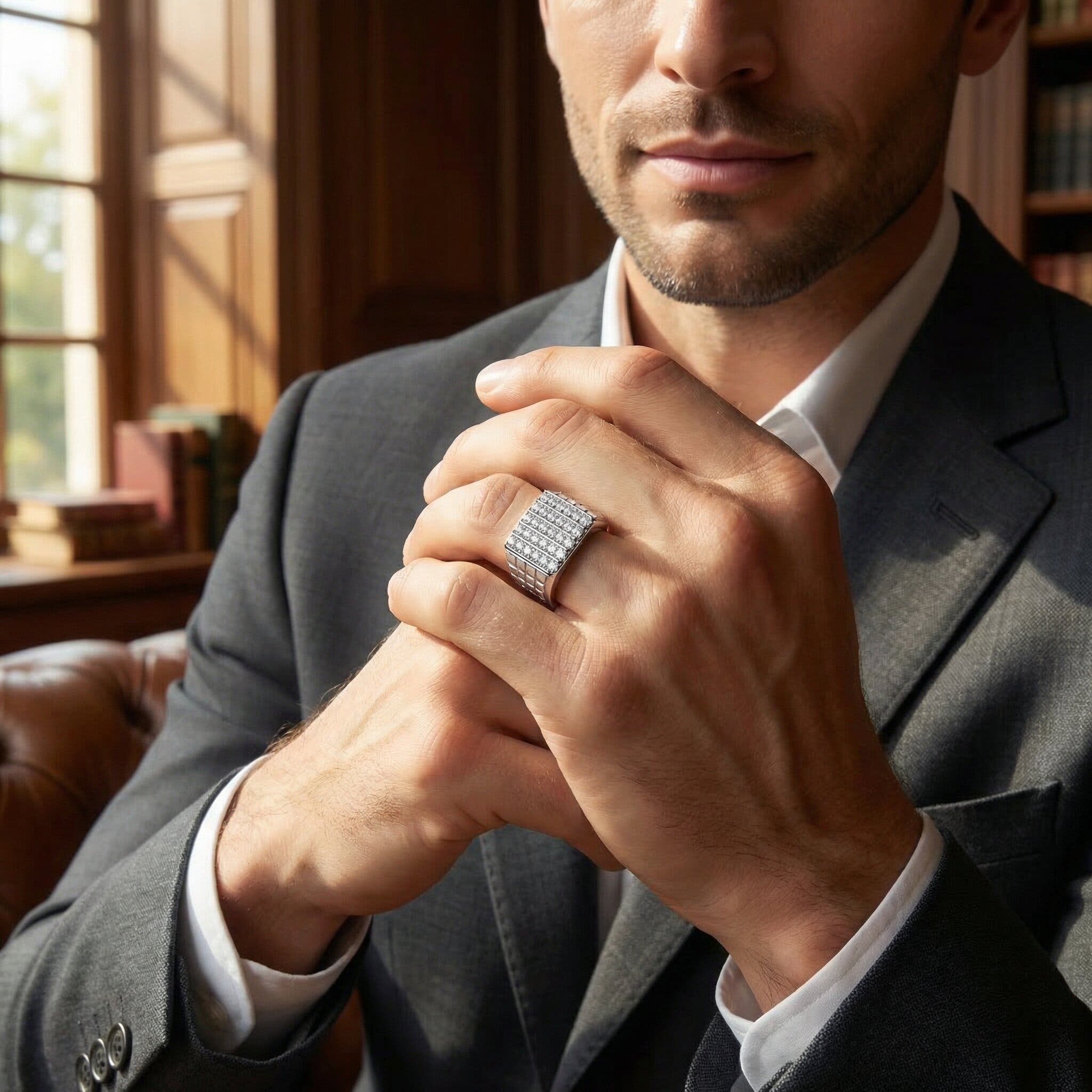 Bliss Diamond 2Ct Diamond Men's Wedding Anniversary Ring 10k Gold Lab