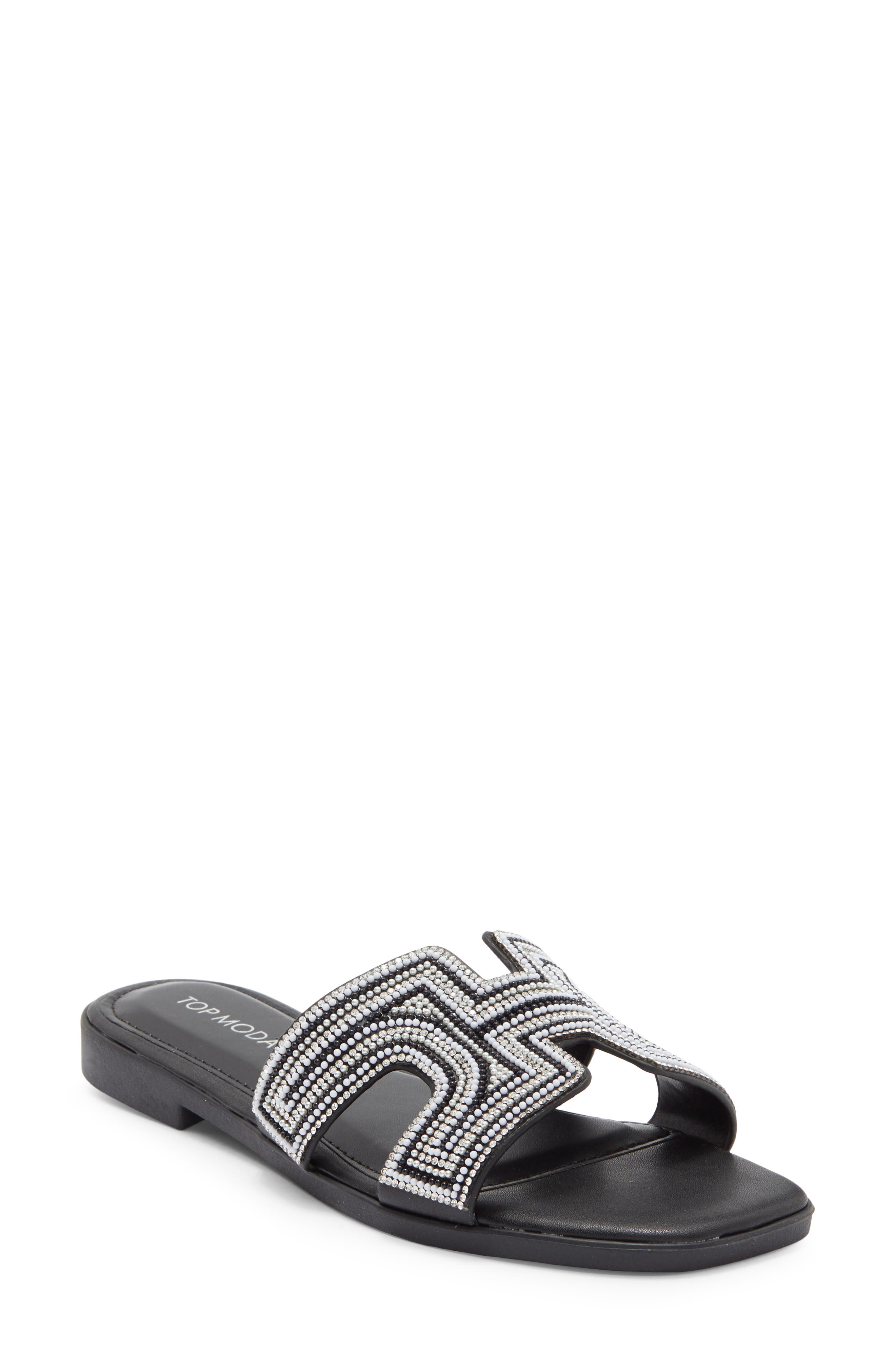 TOP MODA Louise Embellished Slide Sandal