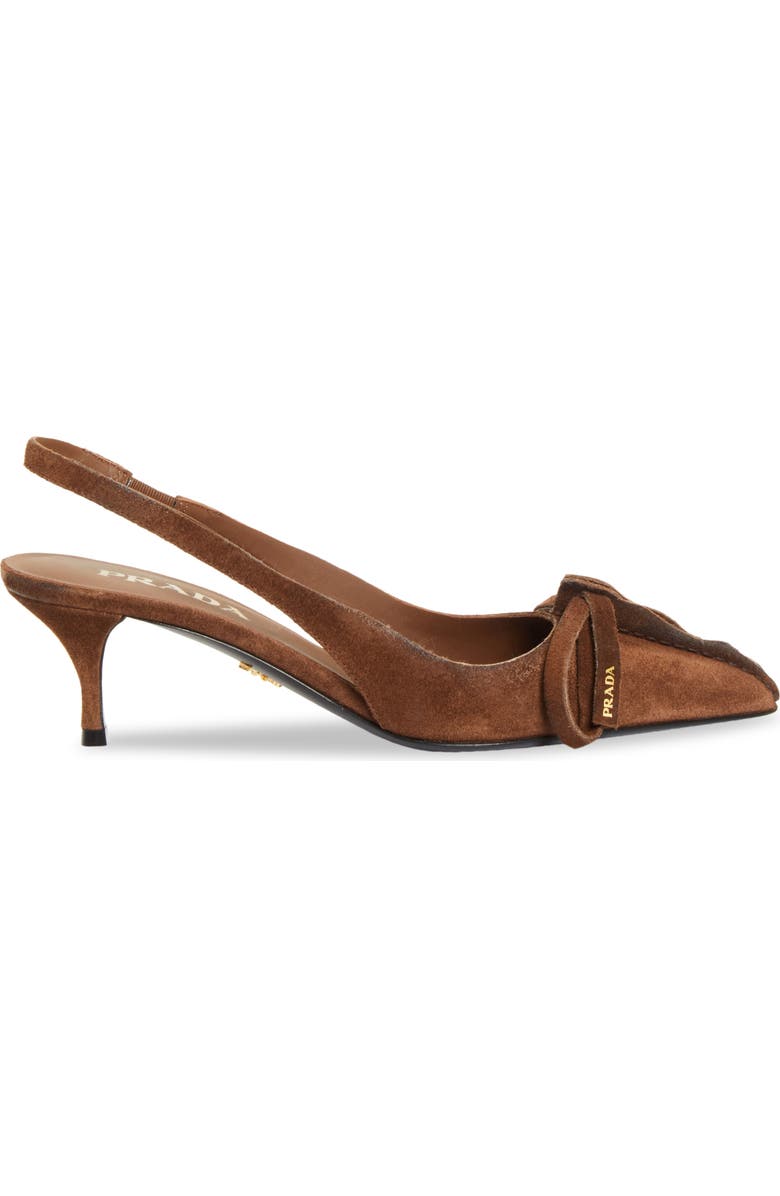Prada Exposed Seam Kitten Heel Slingback Pump, Alternate, color, Cacao