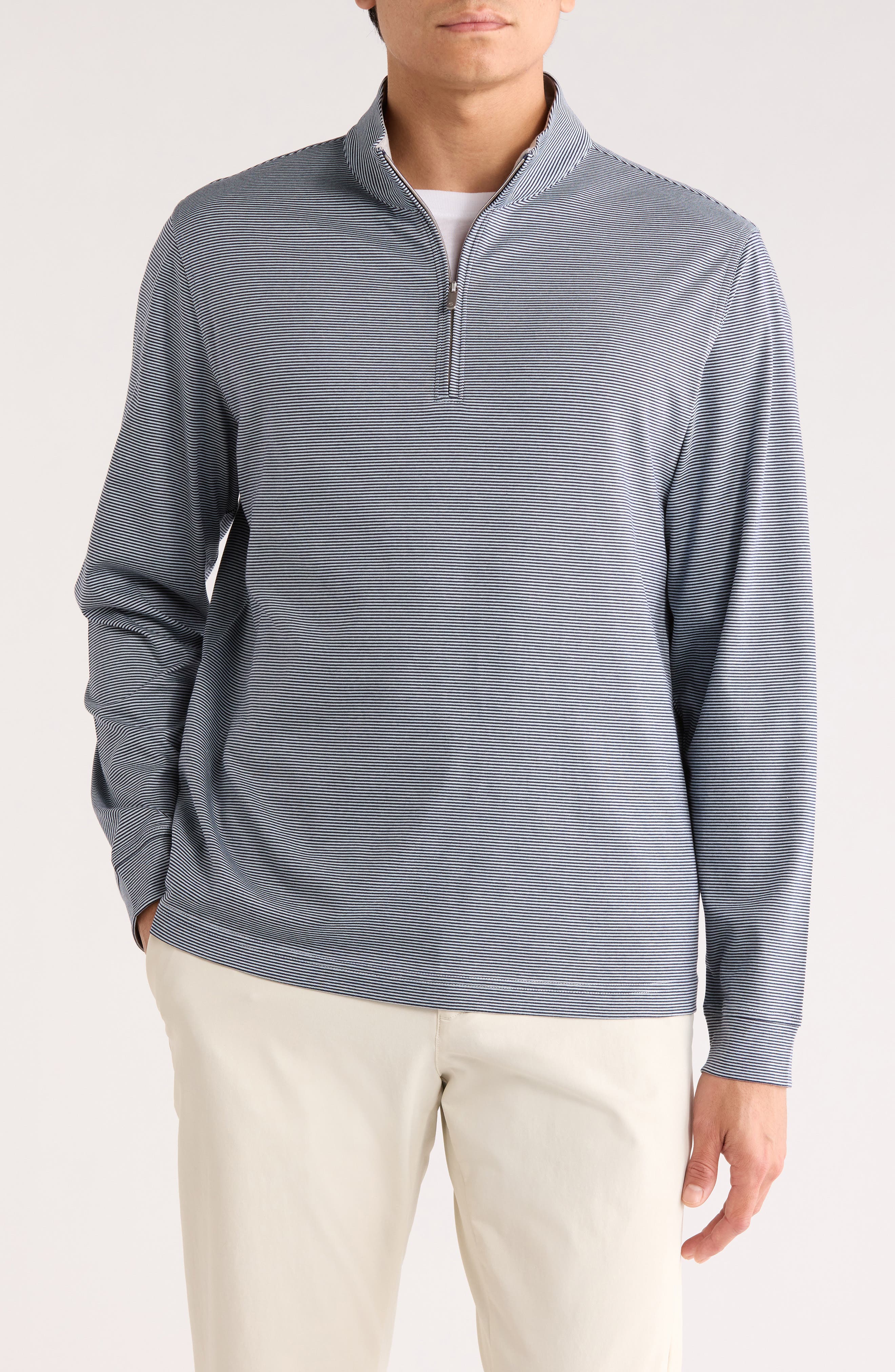 Stripe Quarter Zip Pullover Sweater - image 3