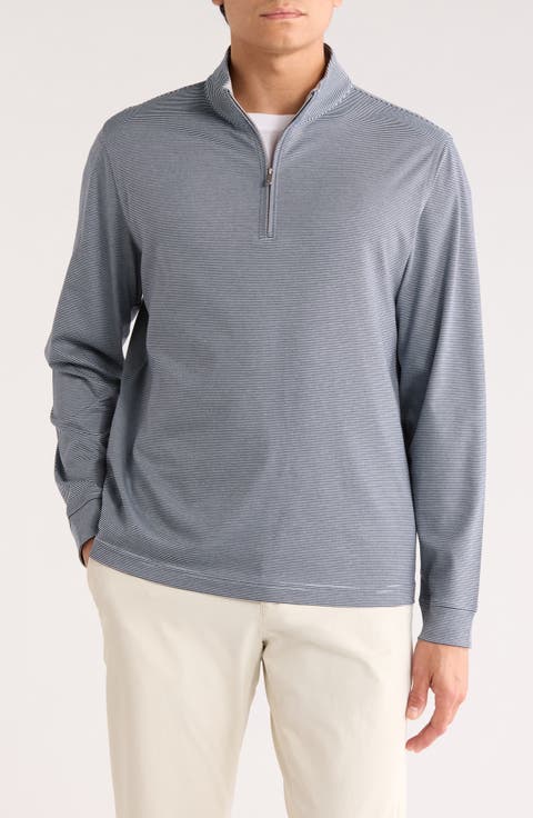 Stripe Quarter Zip Pullover Sweater