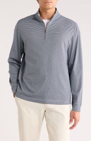 David Donahue Stripe Quarter Zip Pullover Sweater