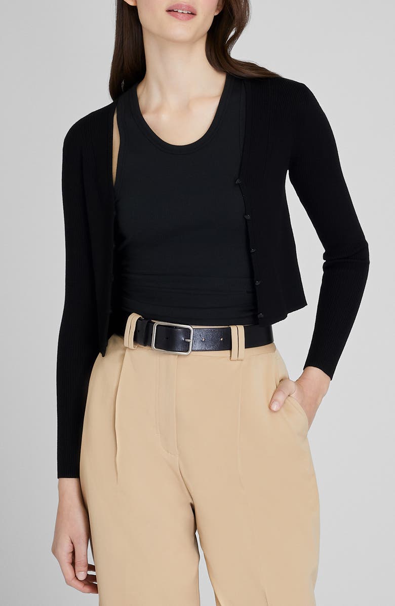 Club Monaco Fitted Rib Cardigan, Main, color, 