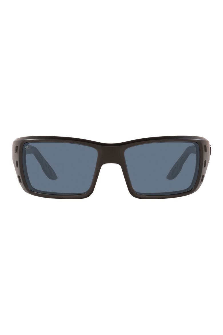 63mm Oversize Polarized Rectangular Sunglasses, Main, color, BLACK GREY