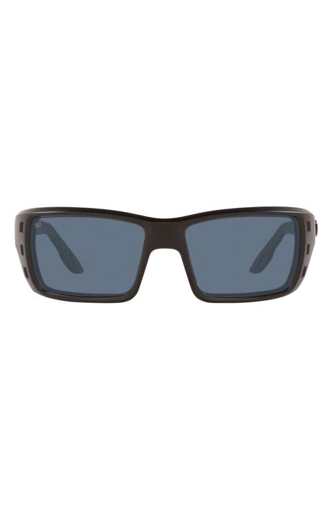 63mm Oversize Polarized Rectangular Sunglasses
