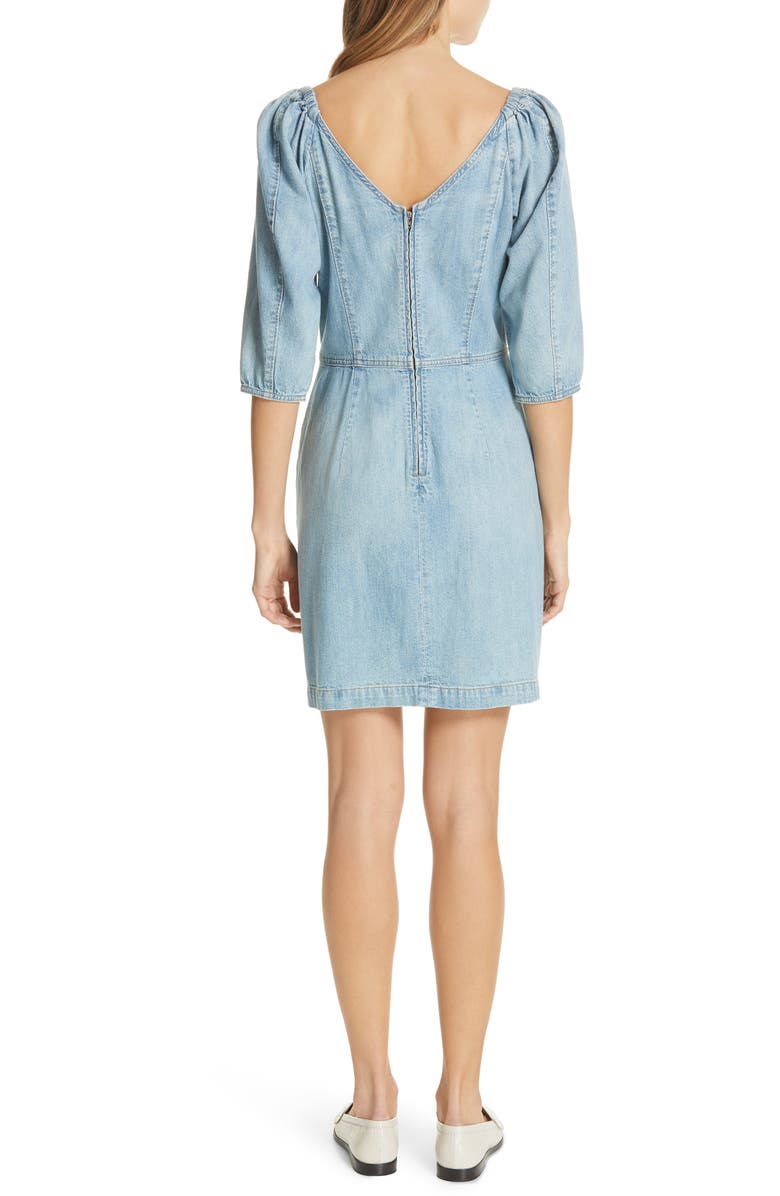 La Vie Rebecca Taylor Tie Neck Denim Dress, Alternate, color, 