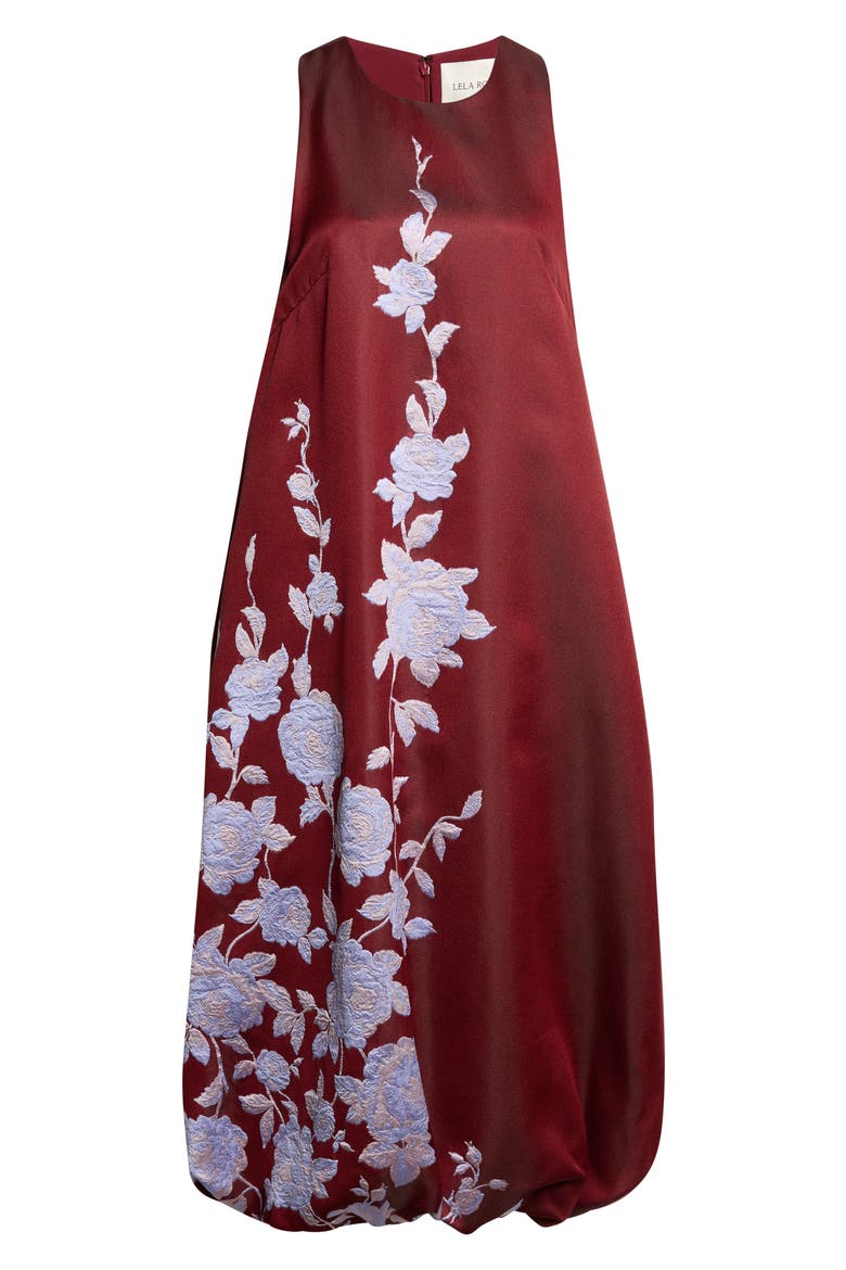 Rose Fil Coupé Bubble Hem Maxi Dress, Alternate, color, OXBLOOD/ LAVENDER