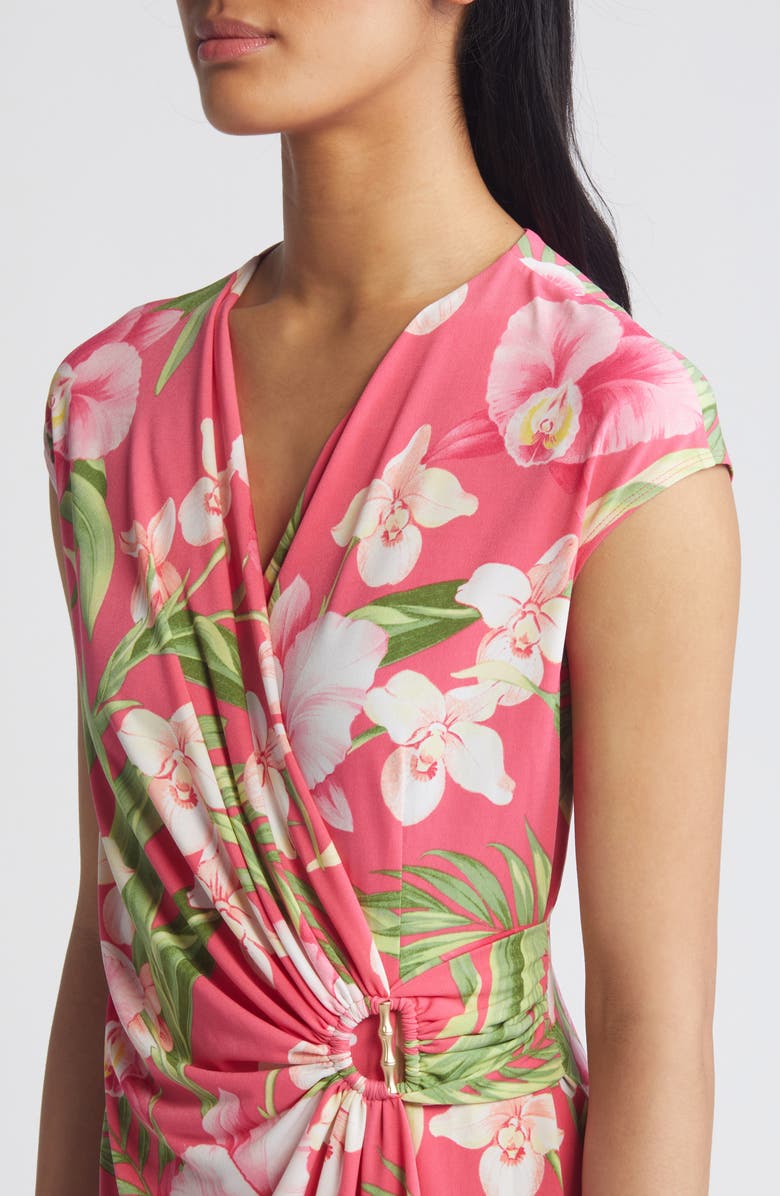Tommy Bahama Clara Fleur de Lei Wrinkle Resistant Faux Wrap Dress, Alternate, color, 